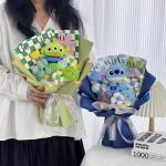 Alien Stitch & Three-Eyed Plush Flower Bouquet Creative Cartoon Gift for Graduation/Birthdays/Valentine's Day for sale