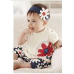 Baby set Girls Kids T Shirt Headband Top Pants Shorts Flower 3pcs Outfit Clothes set for sale