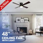 48 Inches Flush Mount Dimmable LED Ceiling Fan For Living Room for sale