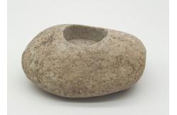 China Natural River Stone Candle Holders , Stone Tea Light Holder Backside With Pads supplier
