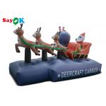 2.5m 7.5ft Inflatable Holiday Decorations Xmas Santa Claus Three Reindeer Pull Carts for sale