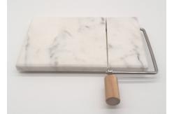 China White Marble Cheese Slicer Board , Marble Cheese Cutting Board Wood Handle supplier