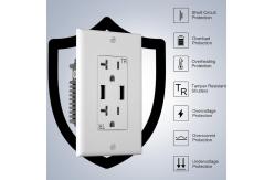 China PC ABS Material Dual USB Socket Wall Outlet 20A 125V AC Tamper Resistant supplier