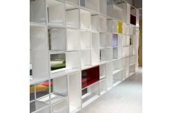 China Customized Wooden Office Area Divider Bookcase Mobile Cube Bookcase Shelf supplier