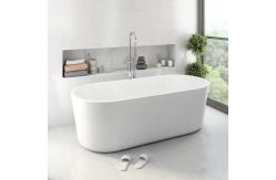 China Oval Shape Fresh Pure Acrylic Sheet Free Standing Bathtub With Center Drain Placement supplier