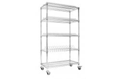 China Customized ESD Storage 4 Layers Shelf Trolley Wire Mesh Shelving Cart supplier