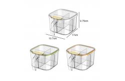 China PET Household Kitchen Salt Jar Multi Grid Function Kitchen Spice Box  With Spoon supplier
