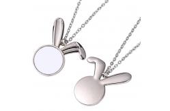 China Sublimation Rabbit Pendant Necklace Personalized Easter Gifts Bunny Necklace For Heat Transfer supplier