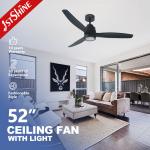Remote Control 220V 50HZ 6 Speed LED Ceiling Fan With 3 Wood Blades for sale