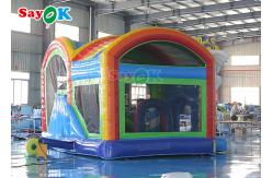 China Rainbow Kids Inflatable Jumping Castle Unicorn Bouncy Castle With Slide supplier