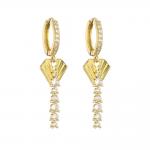 Wedding 24k Gold Hoop Earrings Dainty OEM  Long Drop Diamond Earrings for sale