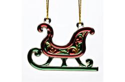 China Custom Business Promotion Gifts Polished Silver Sleigh Ornament With Intricate Patterns supplier