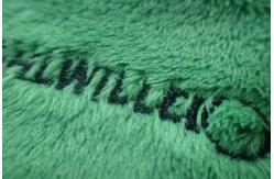 China Green Rectangle Custom Embroidered Patches On Velvet Fabric For Luggage supplier