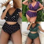 Lotus Leaf Large Size Ladies Swimwear Sexy Plus Size Polka Dot Swimsuit for sale
