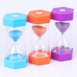 Kids Sand Timer Hourglass Plastic Hexagonal Hourglass Free Sample for sale