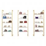 Glass Retail Shoe Rack Display Cabinet Wall Mount Shelves Collectibles Gloss Black for sale