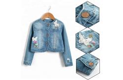 China Breathable Girls Jean Jacket / Children's Denim Jeans With Covered Button supplier