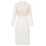 White Cut Out Ladies Lace Dresses With Lantern Sleeves 100% Polyester for sale