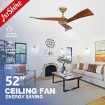 Modern Gold Metal Ceiling Fan with Smart Control and Timer Yes Wooden Blades Included for sale