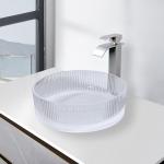 No Overflow Countertop Mounted Glass Wash Basin In Acid Matt Bottom for sale