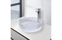 China No Overflow Countertop Mounted Glass Wash Basin In Acid Matt Bottom supplier