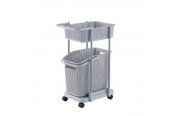China Stackable 72cm 2 Tier Plastic Laundry Hamper With Wheels supplier
