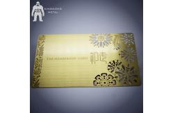China Blank Customized Shiny Gold Metal Business Card Hollow Out Etch Logo supplier
