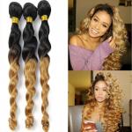 Ombre Hair Extension Real Human Hair Loose Wave Bundle Black to Blonde 2 Tone Color Grade 7A Virgin Brazilian Hair for sale