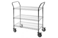 China Hospital Supplies Wire Utility Cart With Double Handle Push Bar Multifunctional supplier