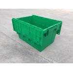 Yellow Plastic Storage Bins Attached Lids Stacked For Transportation