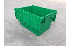 China Yellow Plastic Storage Bins Attached Lids Stacked For Transportation supplier