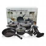 Mordern Style 13 Piece Black Cast Iron Pan Set  Non Stick Coating for sale