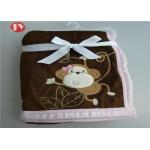 Cartoon Animal Premium Minky Baby Blanket Embroidered Reversible Knitted for sale
