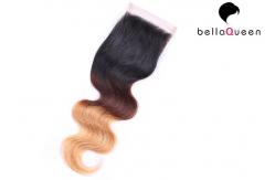 China Three Tones Body Wave Human Hair Lace Closure With 4x4 Lace supplier