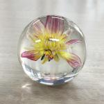 80mm acrylic paper weight flower embedded dry flower inside resin ball  crystal paperweight