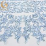 African Pale Blue 3D Embroidery Lace Fabric Handmade For Party Dresses for sale