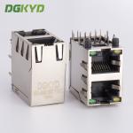 Dual Deck 2 Ports RJ45 Receptacle Connector Ethernet Modular Jacks With Y/G LED for sale