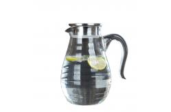 China Handmade 1800ml Pyrex Juice Carafe With Lid , Handled Large Glass Pitcher supplier