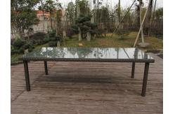 China Dark Brown Rattan Garden Dining Sets With Table And 8pcs Arms Chair supplier