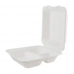Eco Friendly Biodegradable Clamshell Boxes , 3 Compartment Disposable Food Containers for sale