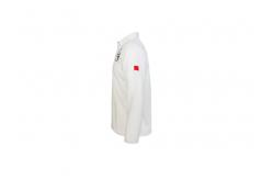 China 180GSM Lapel Collar Men White Long Sleeve T Shirt With Buttons And Embroidery supplier