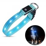 Nylon LED Dog Collar USB Rechargeable , Waterproof Light Up Dog Collar for sale