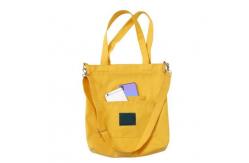 China Yellow / White / Black Canvas Shopping Bag With Detachable Shoulder Strap supplier