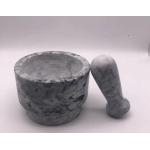 Solid Marble Stone Mortar And Pestle Set Round Shape For Kitchen Grinding Spices for sale