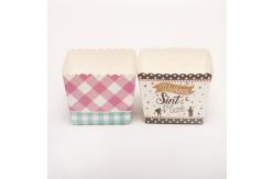 China Compostable Bakery Packaging Box Foldable Square Paper Cake Cup With Logo supplier