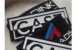China Black Twill White Line Custom Embroidered Patches With Stylish Backing Hot Melt Adhesive supplier