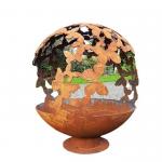 corten Steel Sphere Outdoor Wood Fire Pit garden laser cut fire ball for sale