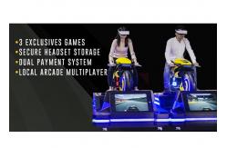 China RGB LED Four Player Virtual Reality Motorcycle , Black VR Amusement Game Machine supplier