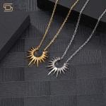 Sunflower Pendant Necklace Titanium Steel Jewelry Women Collarbone Chain for sale
