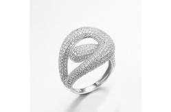 China Annulus Shape 7.59g 925 Silver CZ Rings Rhodium Plated Infinite Loop Ring supplier